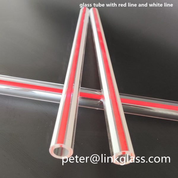 Borosilicate glass tube with red line used in industy
