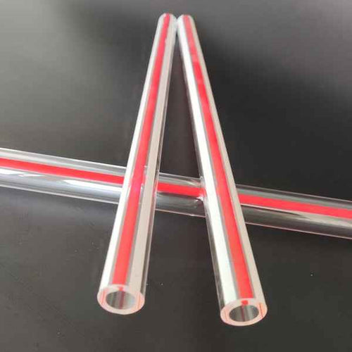 Red line with white line glass tube for liquid level indicator