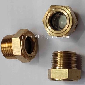 3/4'' NPT Flat Top Oil Sight Glass,NPT Brass Super Transparent Oil Sight Plug Sanitary Sight Window,Knob Type Sight Glass