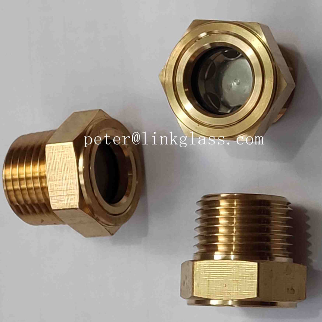 3/4'' NPT Flat Top Oil Sight Glass,NPT Brass Super Transparent Oil Sight Plug Sanitary Sight Window,Knob Type Sight Glass