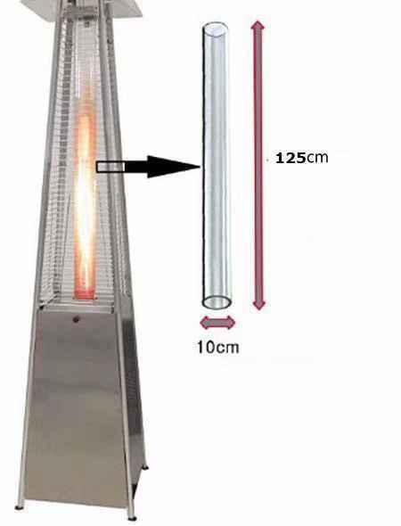 Tubo de vidrio OD de 100mm para calentador de gas de patio, vidrio de calibre tubular