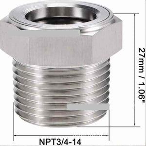 Mirilla de aceite SS con parte superior plana hexagonal NPT de 3/4 pulgadas, mirilla de aceite resistente a altas temperaturas, mirilla tipo perilla