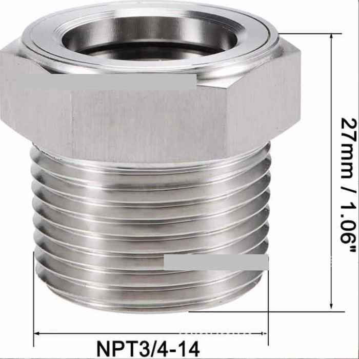 3/4‘’NPT HEX Flat top SS oil sight glass,high temperature resistant oil sight glass,Knob Type sight glass